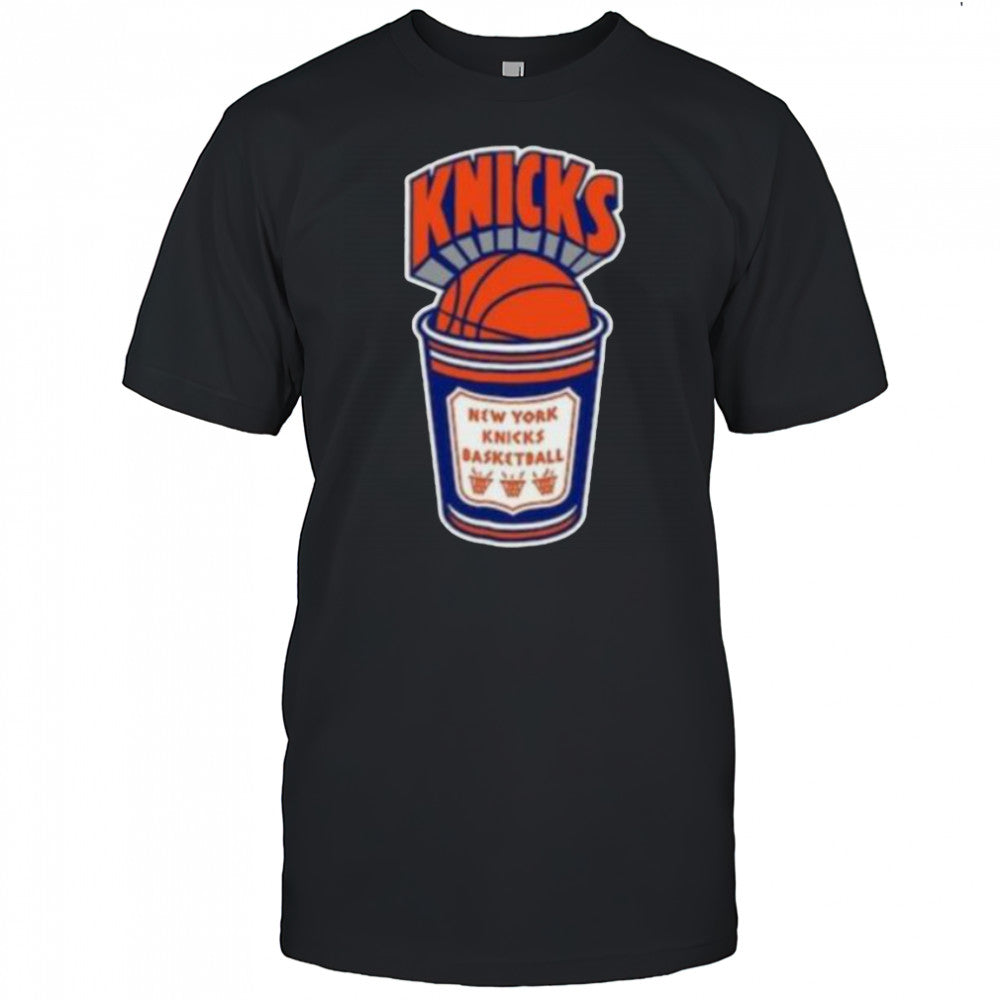 New York Knicks Mitchell & Ness Black Hardwood Classics Coffee Cup Vintage Logo T Shirt