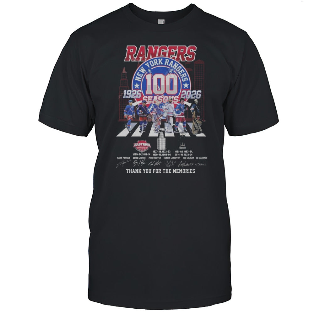 New York Rangers 100 Seasons 1926 2026 Thank You For The Memories Signatures Shirt