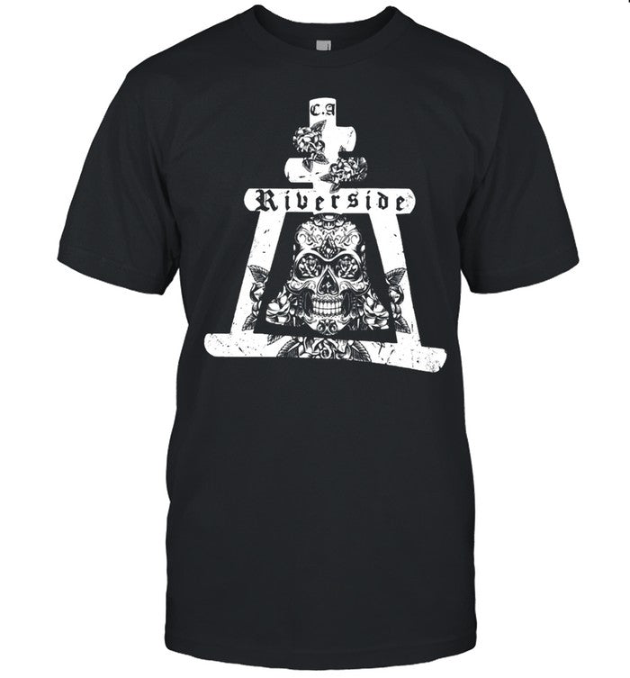 Riverside California Mission Bell Skull T shirt