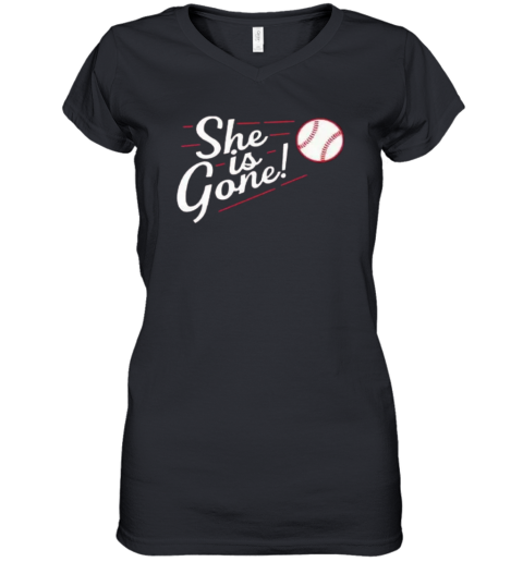 Freddie Freeman She Is Gone Los Angeles Dodgers Women039S V Neck T Shirt