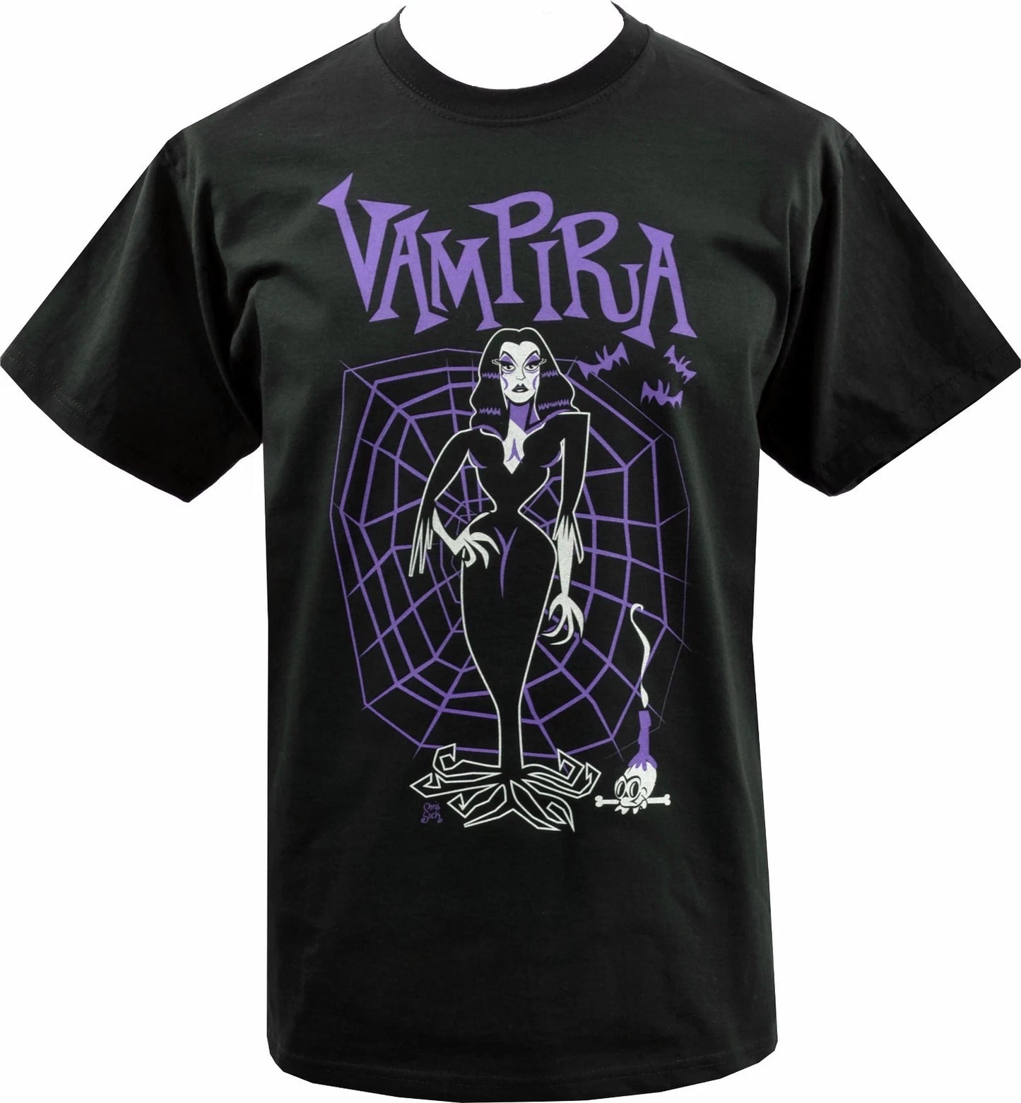 Vampira Mens Gothic T-shirt Classic B-movie Horror Halloween Vampire S-5xl