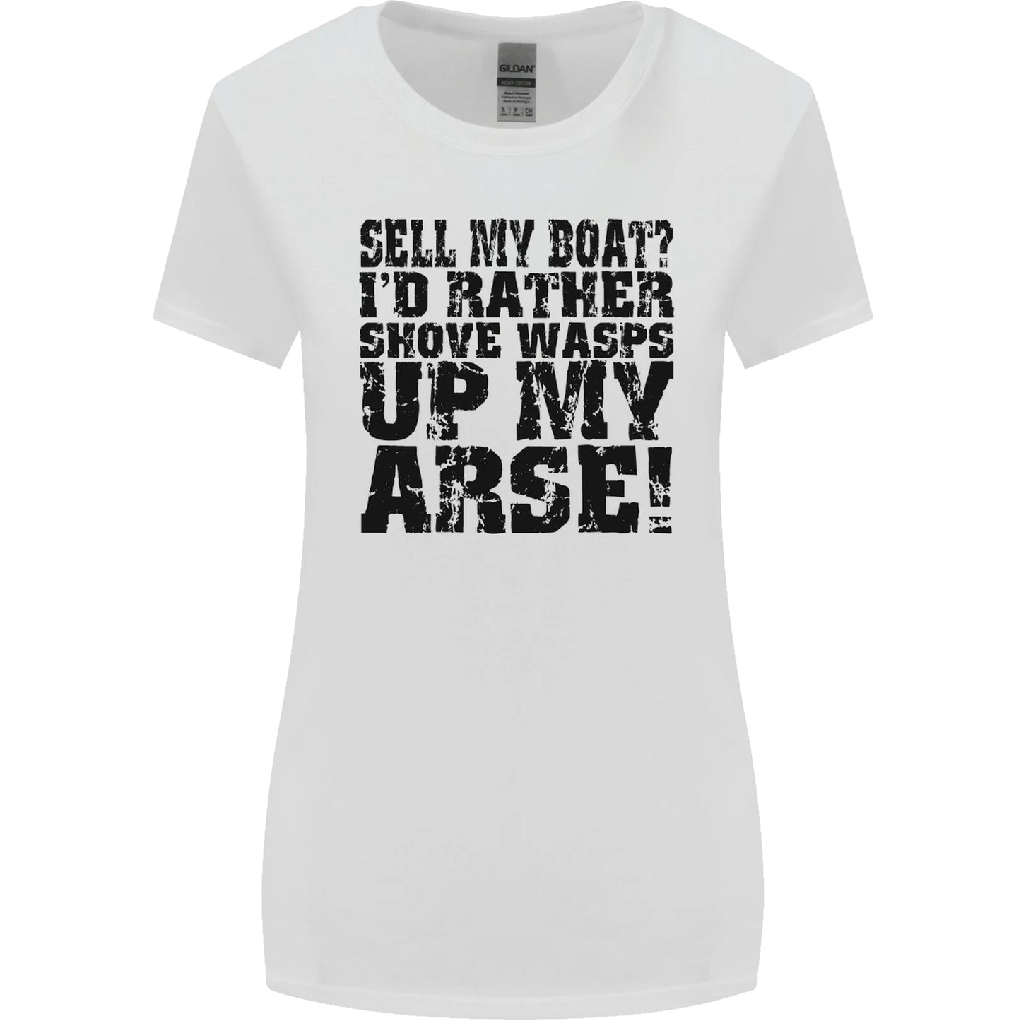 Sell My Boat Speedboat Yacht Dingy Sailing Womens Wider Cut Tshirt T-Shirt | Vintage Style | Great Gift For Fans