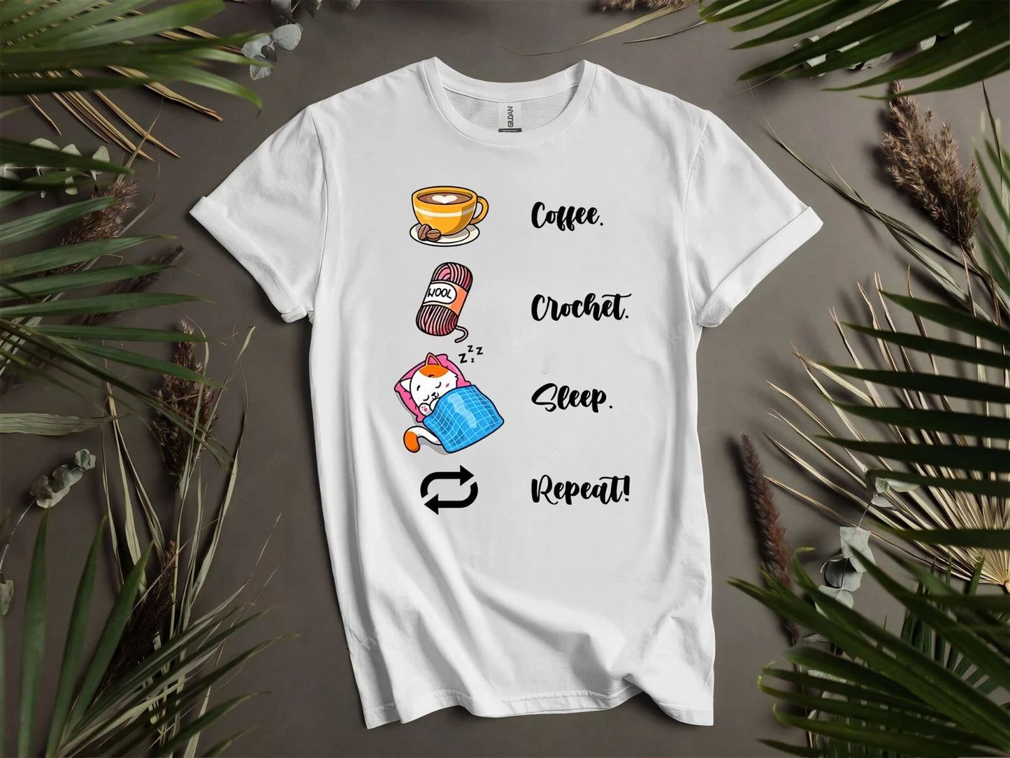 Coffee Crochet Sleep Repeat Vintage T Hoodie Tshirt Men Women Unisex Ad117