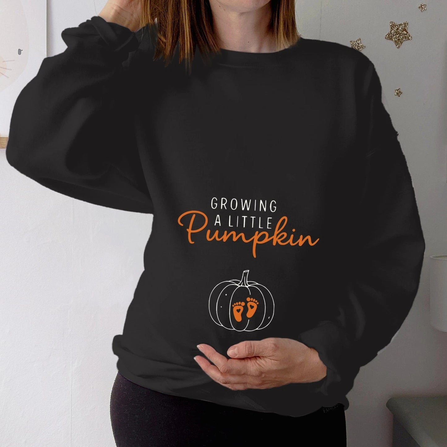 Tshirt (1931) Growing A Little Pumpkin Halloween Maternity T-shirt Sweatshirt