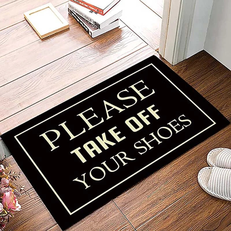 Entrance Door Mat, Funny Quotes Low Profile Doormat Please Take Off Your Shoes