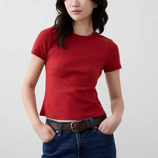 Banana Republic Topselling Ribbed Short Sleeve Tshirt Red Size M Bnwt T-Shirt | Bold Fan Favorite | Trending Fashion Apparel