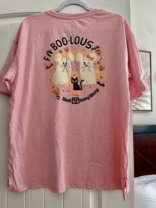 Disney Parks 2025 Halloween Mickey Minnie Faboolous Shirt Large Ghosts Wdw Pink
