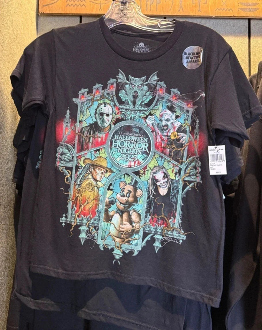 Universal Hhn 2025 Halloween Horror Nights Full Ip Houses Frame Glass Shirt L