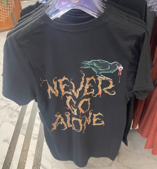Universal Studios Halloween Horror Nights 2025 Hhn Never Go Alone Adult T shirt