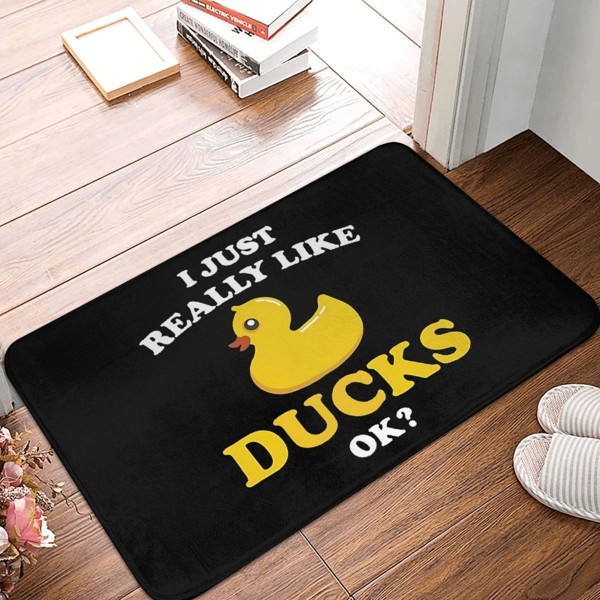 Rubber Duck Bath Mat Funny Gift Doormat Flannel Carpet Entrance Door Rug Home