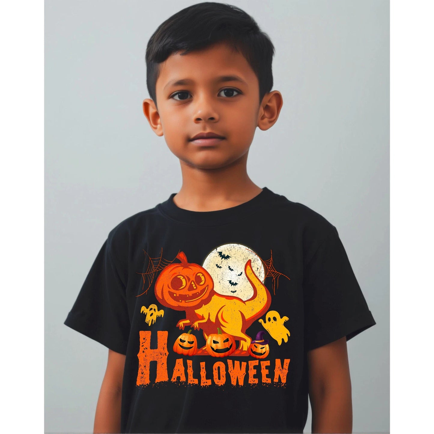 Halloween Dinosaur T shirt, Trick Treat Tee Pumpkin T rex Shirt Kids Adults Top