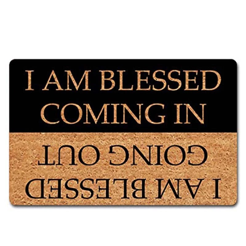 Funny Welcome Rugs Novelty Gift Mats I Am Blessed Coming And Going Out Doormat