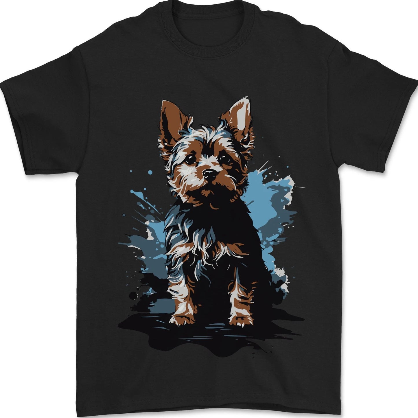 Yorkshire Terrier Splash Yorkie Dog Mens T-shirt 100% Cotton