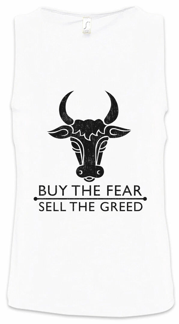 Buy The Fear Sell The Greed Men Tank Top Bearish Bullish Fun Investment Banker Tank Top | Comfort-Fit Style | Popular Graphic Edition