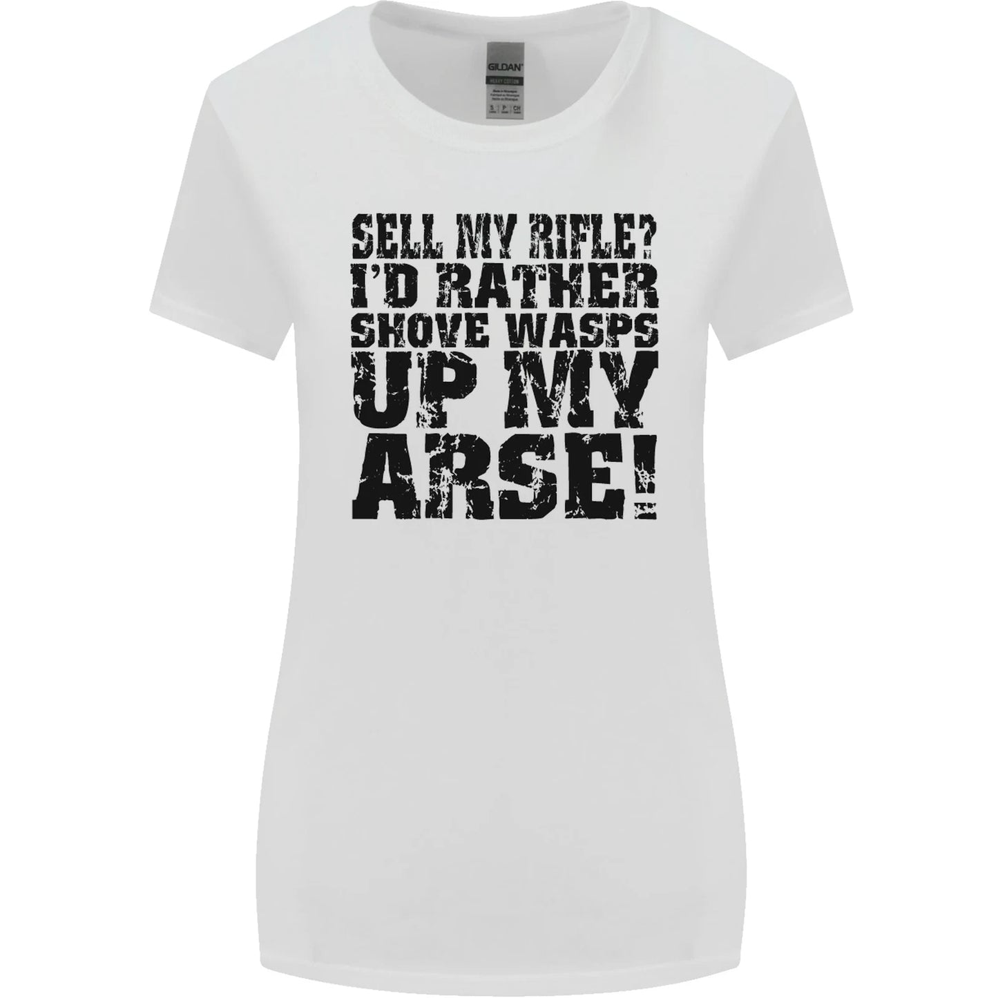 Sell My Rifle Soldier Farmer Farming Range Womens Wider Cut Tshirt T-Shirt | Iconic Graphic Look | Comfortable All-Day Fit