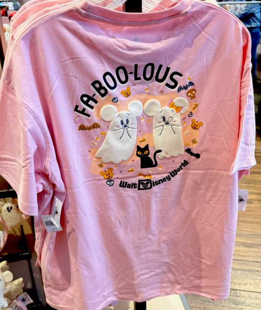 Disney Parks 2025 Halloween Mickey Minnie Faboolous Shirt Small Ghosts Wdw Pink