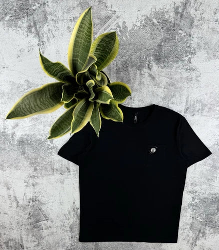 Versace Versus Black 2016 Lion Head Pocket Basic Luxury Badge Jersey T Shirt Tee