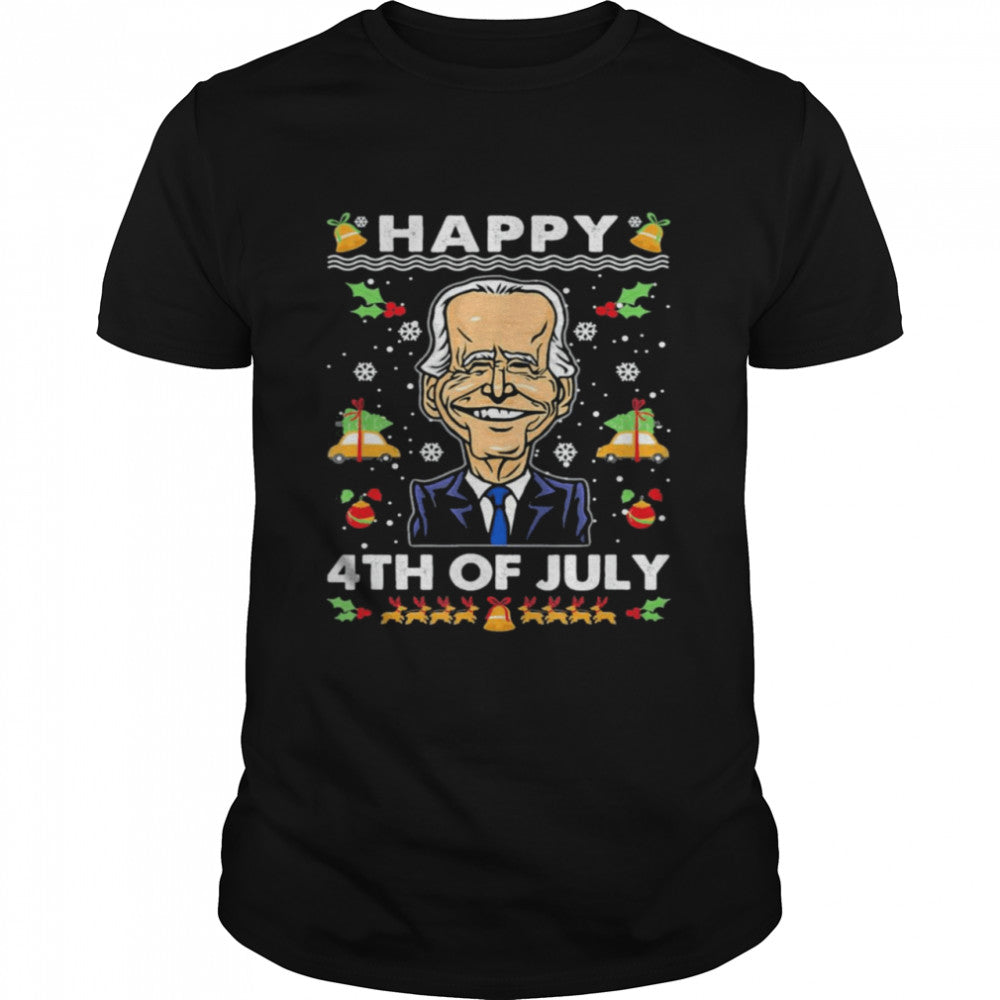 Santa Happy 4th of July Biden Ugly Christmas T Shirt