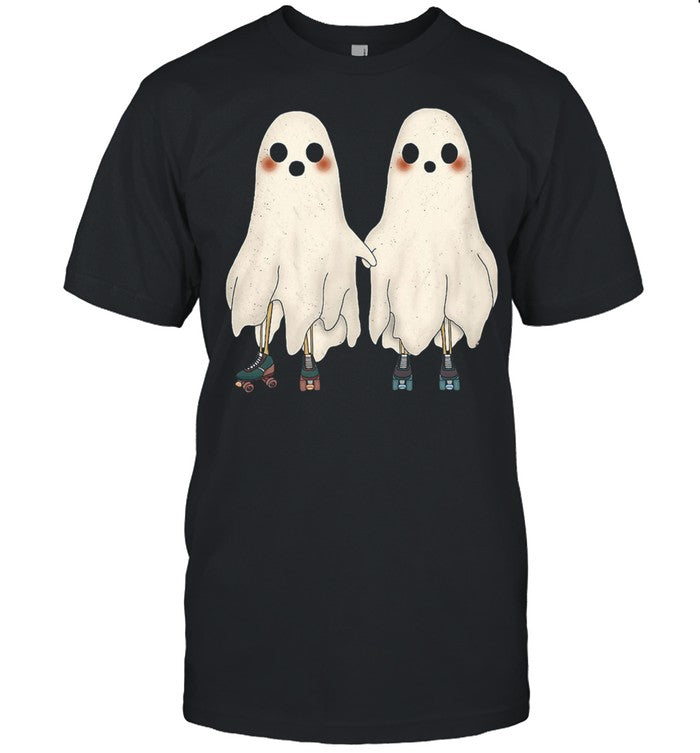 Spooky Ghost Cute Roller Skating Ghost Couple Shirt