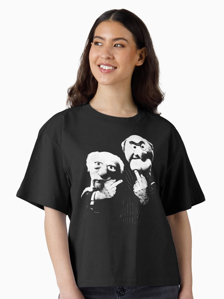 Statler and Waldorf Middle Finger Boxy TShirt T-Shirt | Vintage Christmas Look | Perfect Holiday Gift