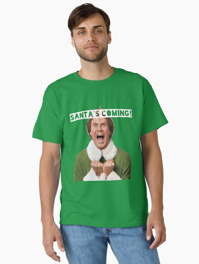 Elf Santas Coming Classic TShirt T-Shirt | Cute Festive Style | Perfect Holiday Gift