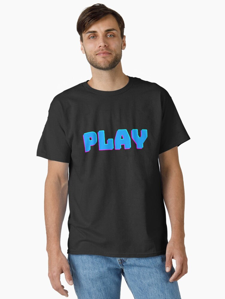 Play Word In Blue For Gaming Sports Classic T-shirt | Trendy Graphic Tee | Casual Unisex T-shirt