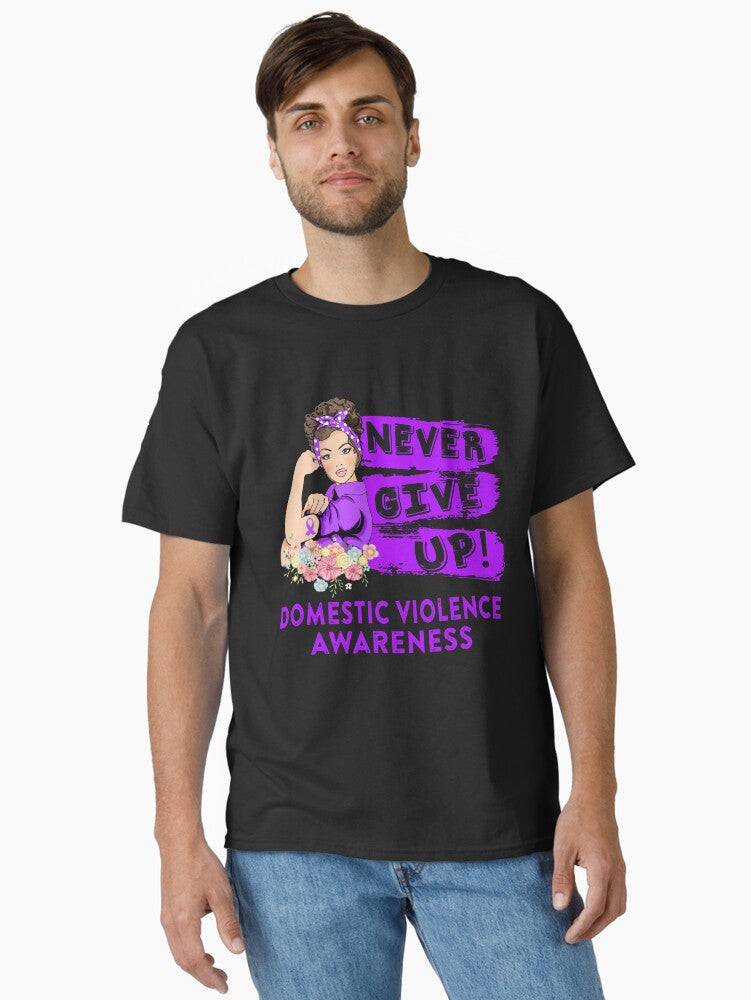 Domestic Violence Warrior - Never Give Up - Support Domestic Violence Warrior Gifts Classic T-shirt | Premium Basketball Jersey | Fan Edition Apparel