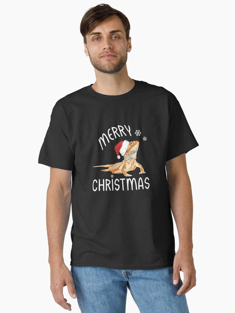 Cool Lizard Reptile with Christmas Hat Classic TShirt T-Shirt | High-Quality Print | Perfect For Daily Wear