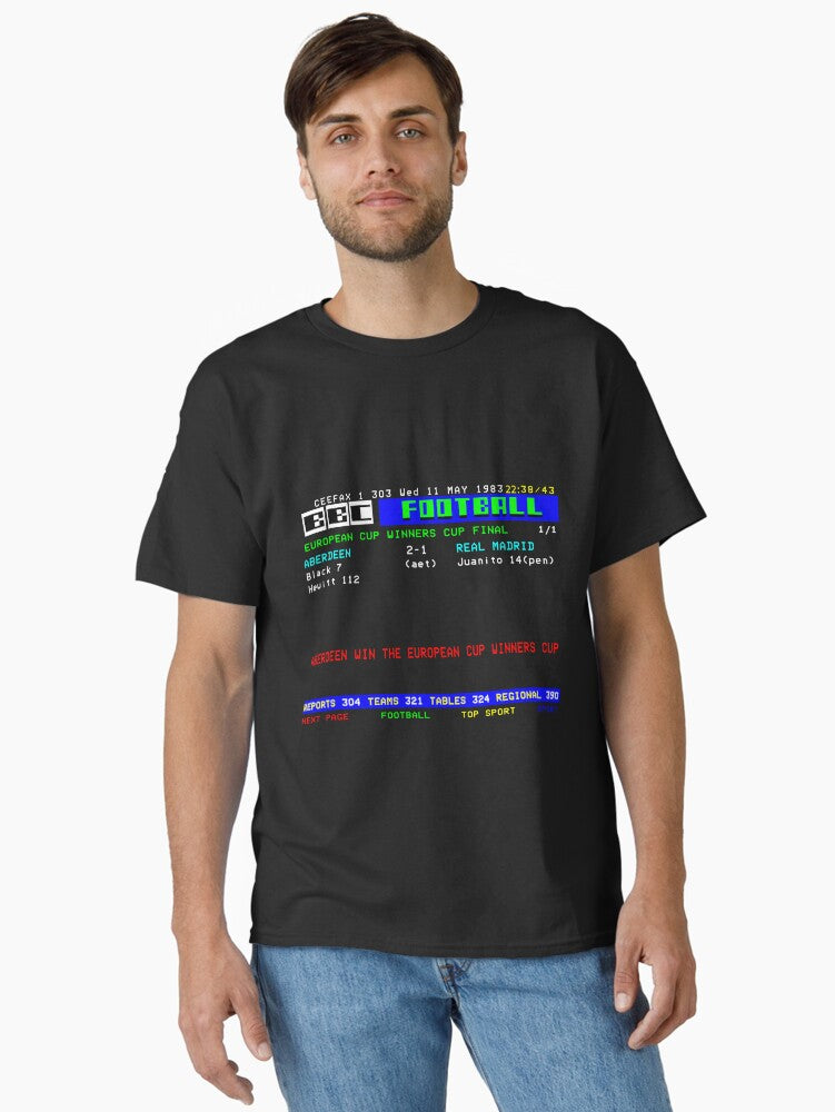 Aberdeen Cup Winners Cup Final 1983 Ceefax Classic T-shirt | Premium Basketball Jersey | Fan Edition Apparel