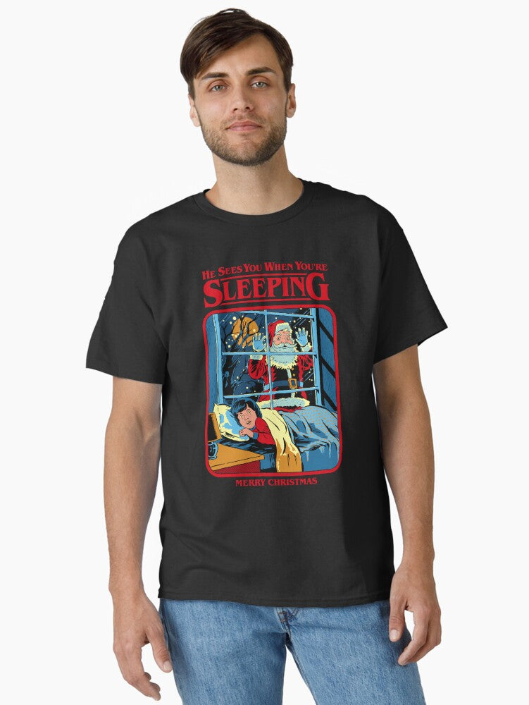 He Sees You When Youre Sleeping Classic TShirt T-Shirt | Vintage Christmas Look | Limited Christmas Style