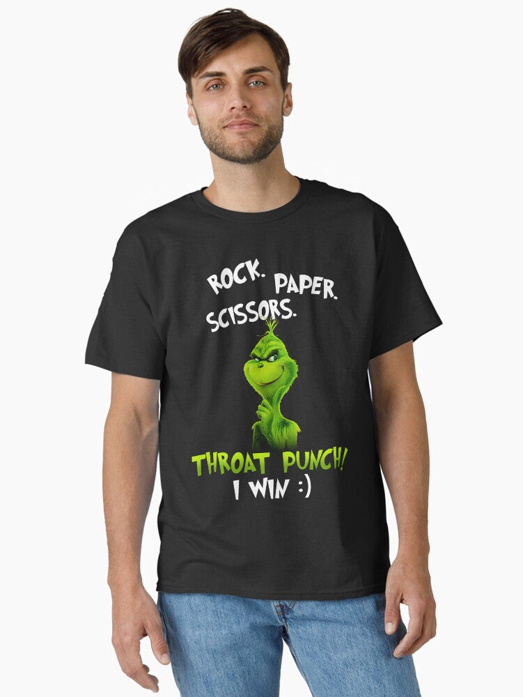 RockPaperScissorsThroatPunchIWin Grinch Classic TShirt T-Shirt | Best-Selling Design | Perfect Holiday Gift
