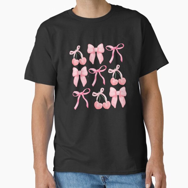 Coquette Pink Cherry, Ribbon, and Heart Pattern Classic T-Shirt for Sale by Raise2Shine