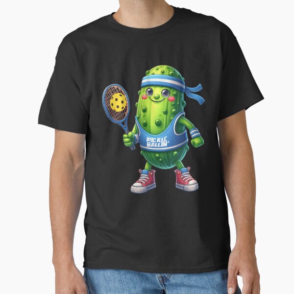Funny Pickle Ballin' Pickle With Racket and Ball Classic T-Shirt for Sale by AlienOccupation