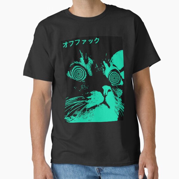 Vaporwave Cool Cat Japanese Urban Neon Style Classic T-Shirt by OWLvision33