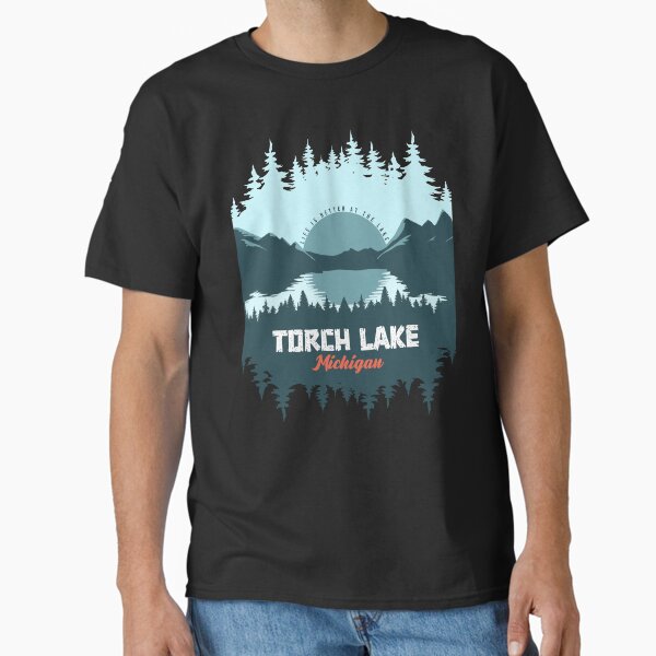 Torch Lake Michigan Lake With Mountain And Pine Tree Classic T-Shirt for Sale by Ksmm