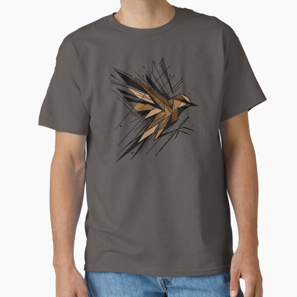 Flying Swift Bird, Abstract Geometric Shape Feathers, Brown Neutral Color Bird Classic T-Shirt for Sale by PrimitiveTees