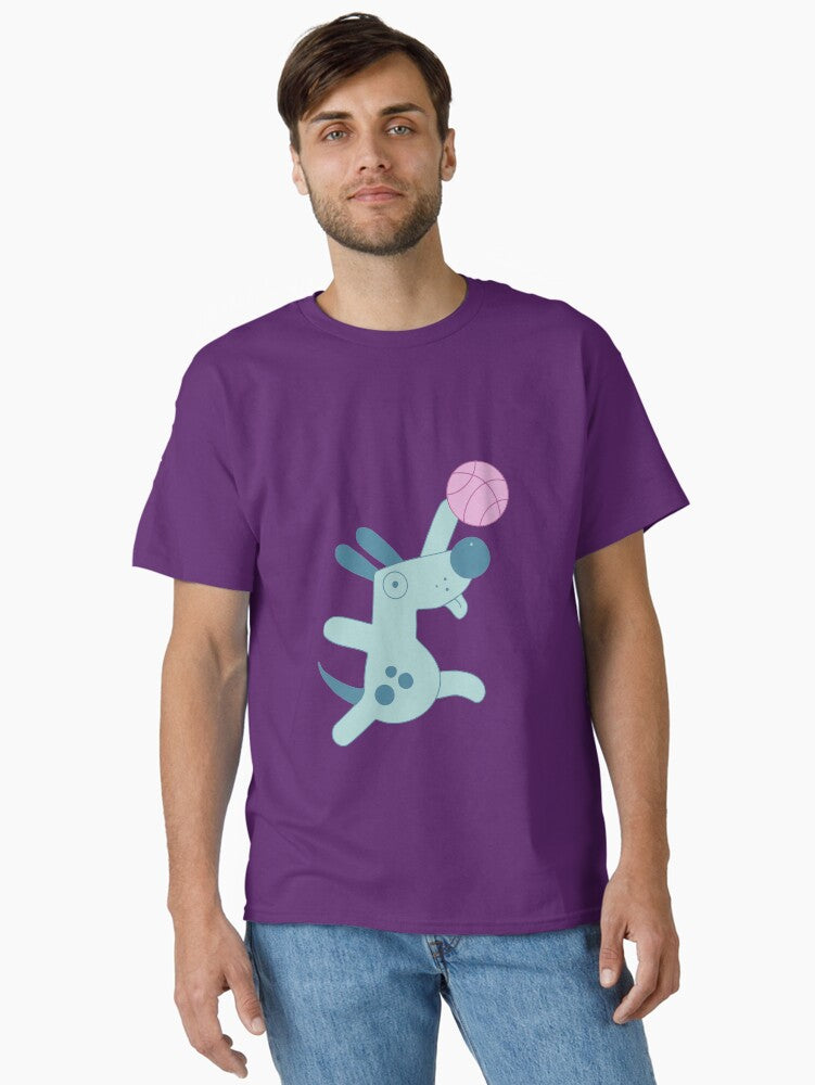 Puppy Playing Basketball Classic T-shirt | Trendy Graphic Tee | Casual Unisex T-shirt