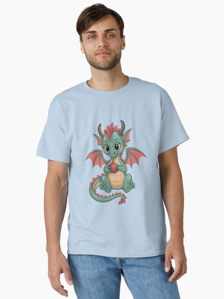 Cute Kawaii Baby Dragon Adorable Green Dragon Holding Christmas Ornament Classic TShirt T-Shirt | Cute Festive Style | Perfect For Daily Wear