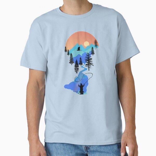 Fly Fishing Mountain Sunset by TeeCreations Classic T-Shirt for Sale by TeeCreations