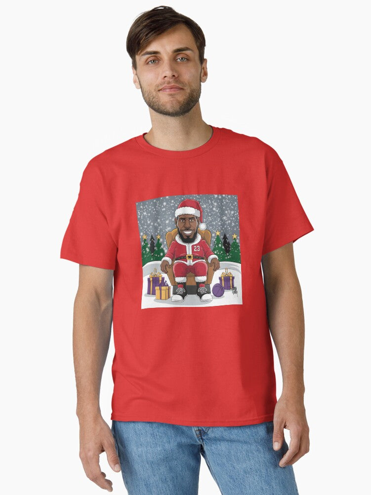Lebron James Santa Lebron James brings the gifts this christmas Perfect xmas gifts Classic TShirt T-Shirt | High-Quality Print | Great For Christmas Season