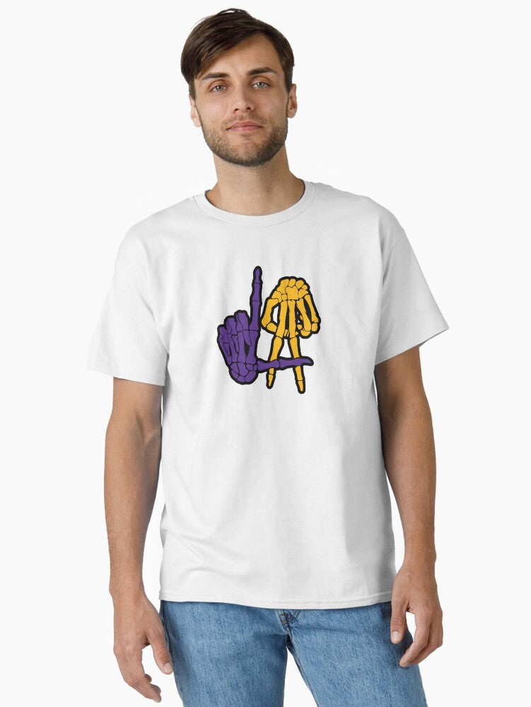 La Lakers Skeleton Hand Sign Classic T-shirt | Trendy Graphic Tee | Casual Unisex T-shirt