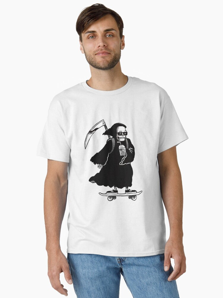 Grim Reaper Chilling Skateboarding Classic T-Shirt T-Shirt | Premium Graphic | Trending Now