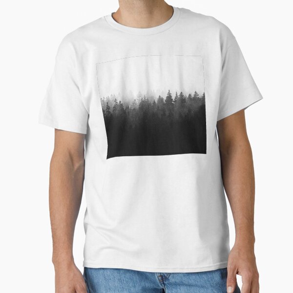 A Wilderness Somewhere // Misty Romantasy Fairytale Ghostwood Forest With Cascadia Trees Covered In Magic Light And Fog Classic T-Shirt for Sale by tekay