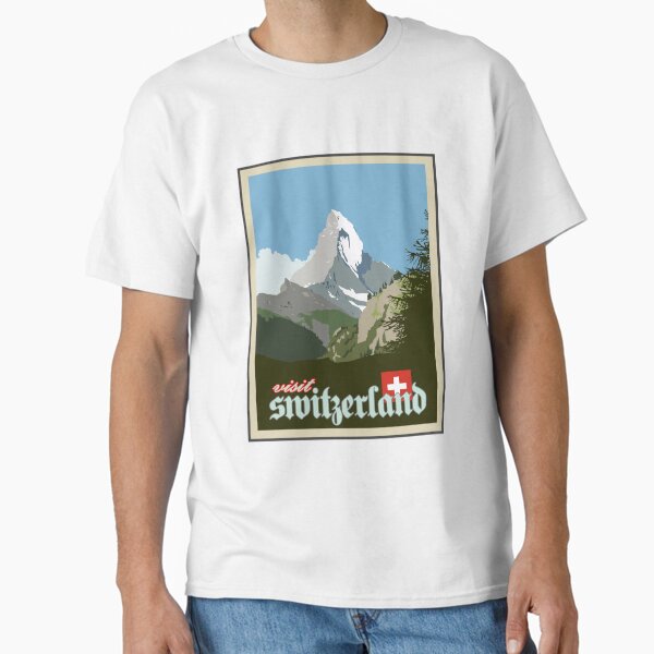 Visit Switzerland Vintage Travel Poster Graphic Classic T-Shirt for Sale by axialdesigns