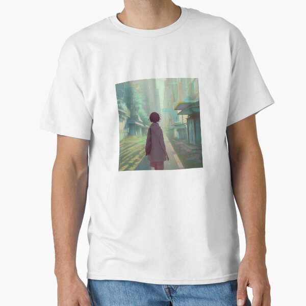 "Aesthetic Lofi Anime Illustration with Girl ‘Morning Walk’ II" Classic T-Shirt for Sale by AVBDesigns20