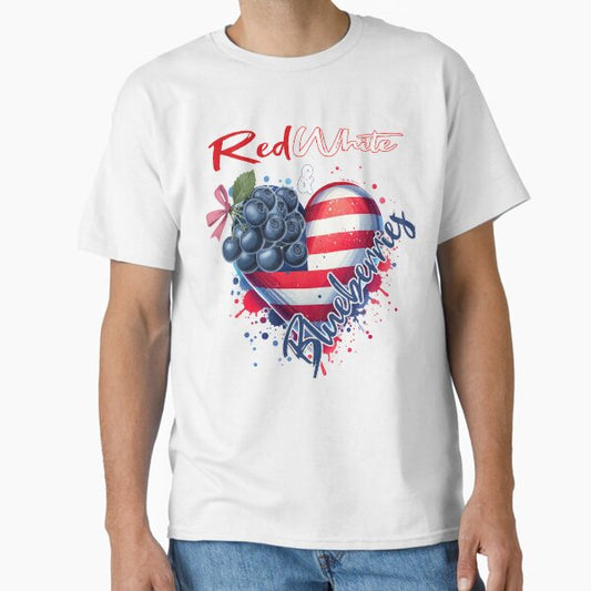 Red White & Blueberries Coquette Flag Bow Classic T-Shirt for Sale by Logo-DZ9