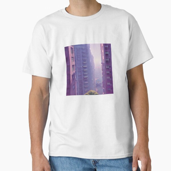 "‘Apartment View’ Aesthetic Lofi Anime Illustration of Apartment Buildings" Classic T-Shirt for Sale by AVBDesigns20