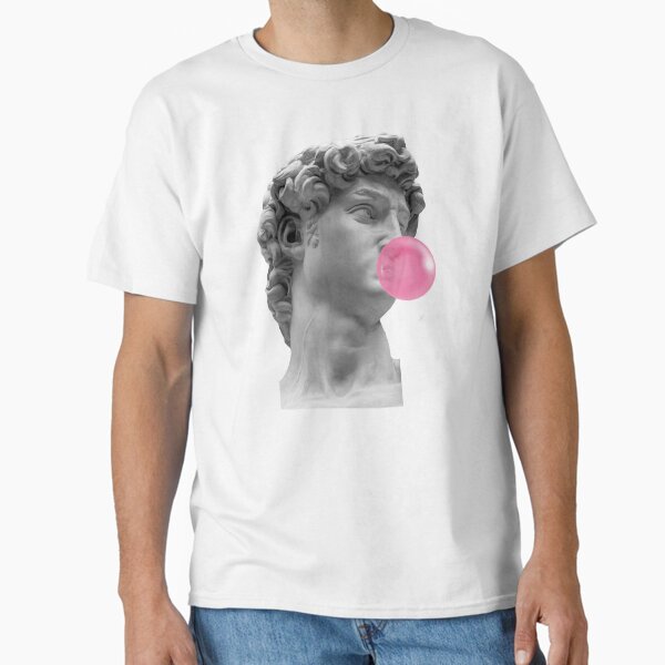 David Blowing Bubblegum – Pop Art Classic Sculpture Print Classic T-Shirt for Sale by maeroks