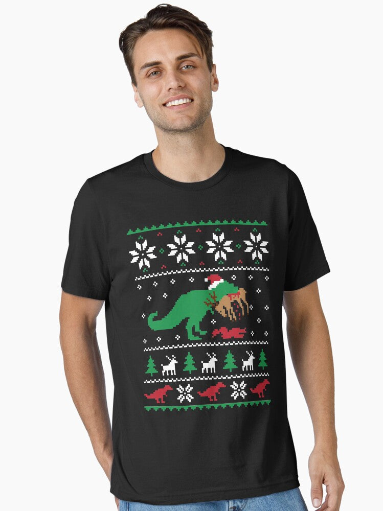 Dinosaur Ugly Christmas Sweater Funny Christmas Gift Essential TShirt T-Shirt | Fan Favorite Artwork | Trending Festive Apparel