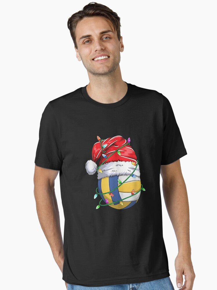 Santa Hat Volleyball Christmas Lights Tee Essential TShirt T-Shirt | Premium Graphic | Trending Festive Apparel